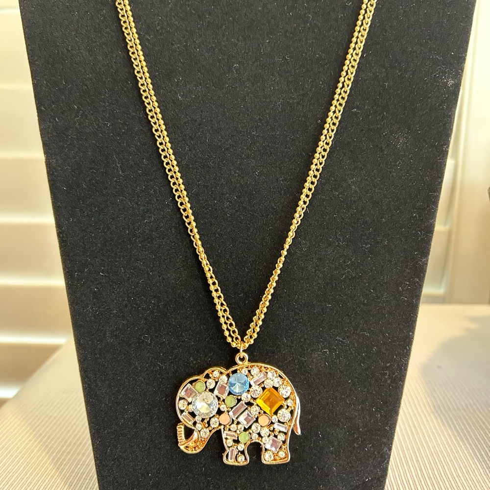 Gold Elephant Pendant Necklace